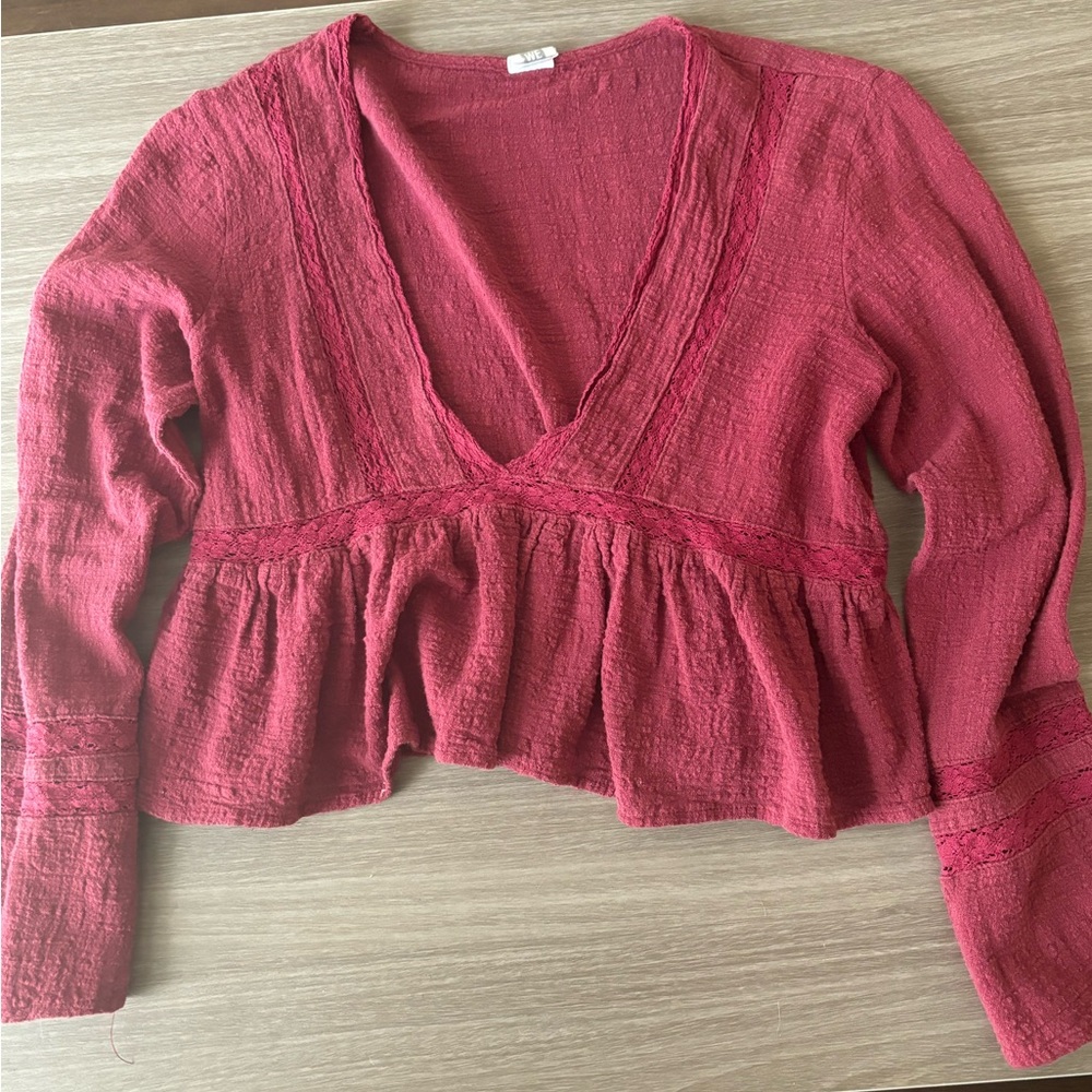 burgundy long sleeve blouse